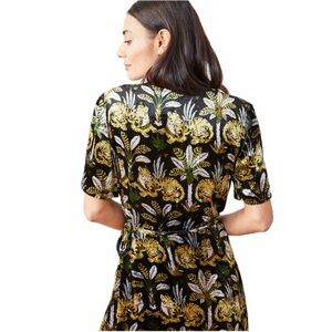 NWT PrintFresh “Untamed Tiger Willow” Velvet Wrap Maxi Dress Beaded Tassel Tie